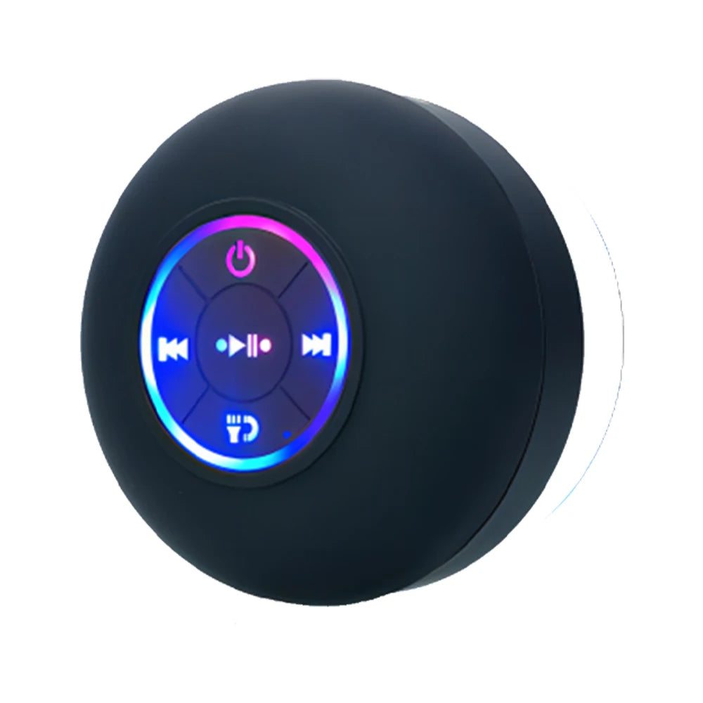 Bärbar trådlös Bluetooth-högtalare LED IPX4 vattentålig högtalare utomhus badrum stor sugkopp mini stereo ljudbox.